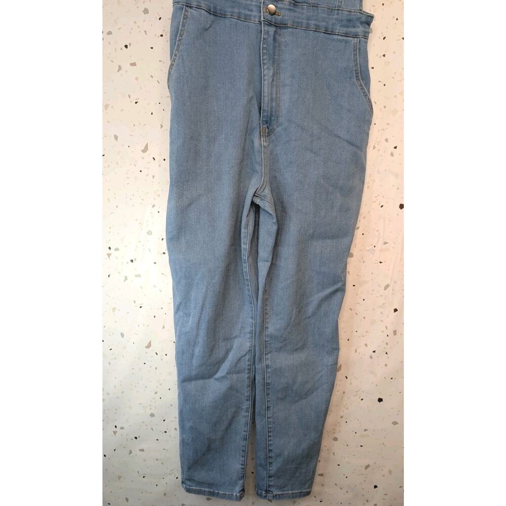 Fashion Nova Denim Jumpsuit Western Superstar Side Straps Clubbing Festival XL - Picture 9 of 11